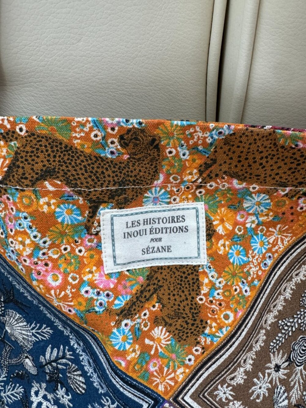 Sézane x Inouï Editions limited edition animal jaguar seashells cotton tote NWOT - Picture 4 of 7